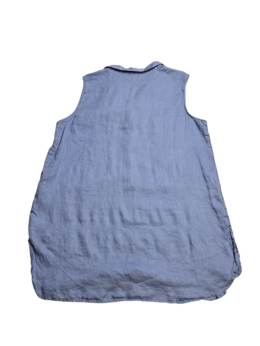 Jones New York Women’s Blue 100% Linen Sleeveless Button Tunic Top L - Picture 4 of 9